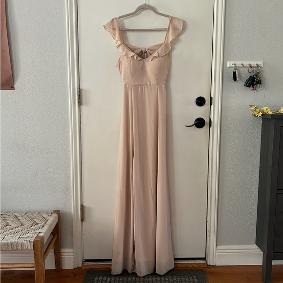 BHLDN Anthropology Diana Blush Pink Nude Bridesmaid Maxi Dress Size Small - Picture 2 of 5